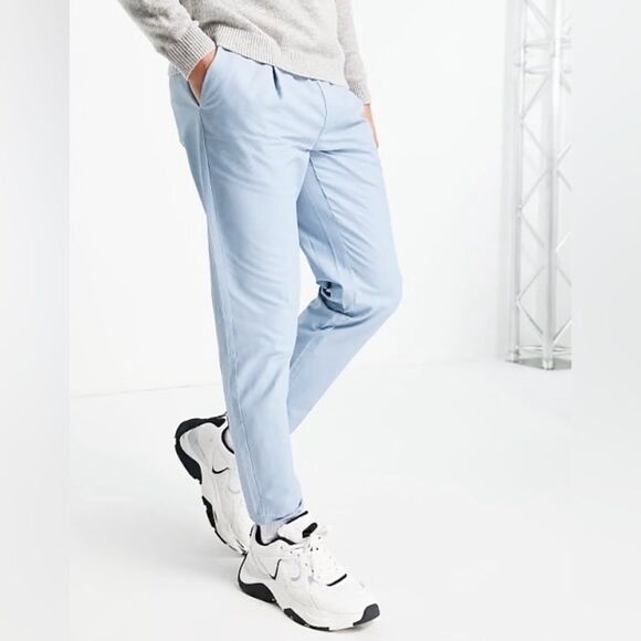Topman Baby blue Straight Pants Elastic Waist - Picture 1 of 7